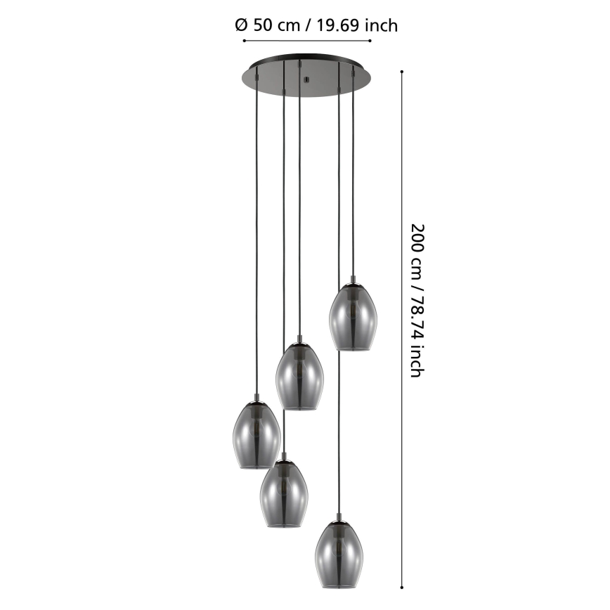 Eglo - Lestenec na vrvici 5xE27/60W/230V dimna