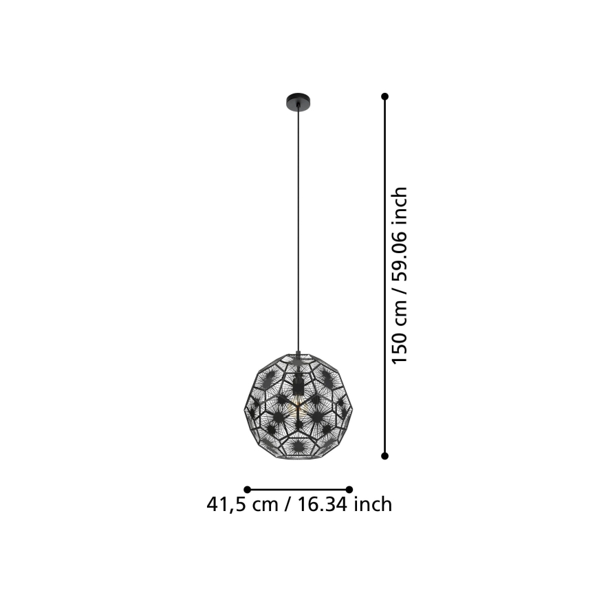 Eglo - Lestenec na vrvici 1xE27/60W/230V pr. 41 cm črna