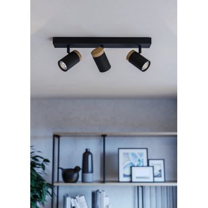 Eglo - LED Reflektor 3xGU10/4,5W/230V 3000K črna/rjava