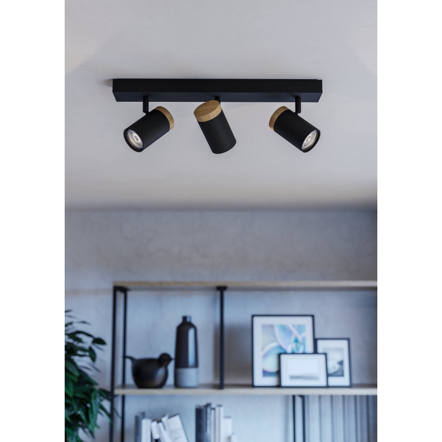 Eglo - LED Reflektor 3xGU10/4,5W/230V 3000K črna/rjava