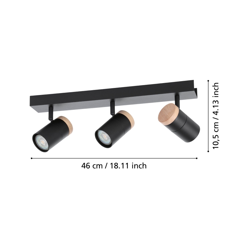 Eglo - LED Reflektor 3xGU10/4,5W/230V 3000K črna/rjava