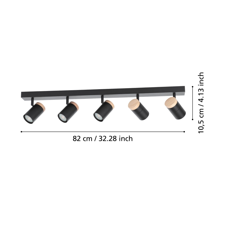 Eglo - LED Reflektor 5xGU10/4,5W/230V 3000K črna/rjava