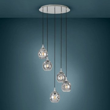 Eglo 39682 - Lestenec na kablu BREGALLA 5xE27/40W/230V črna/zadimljena