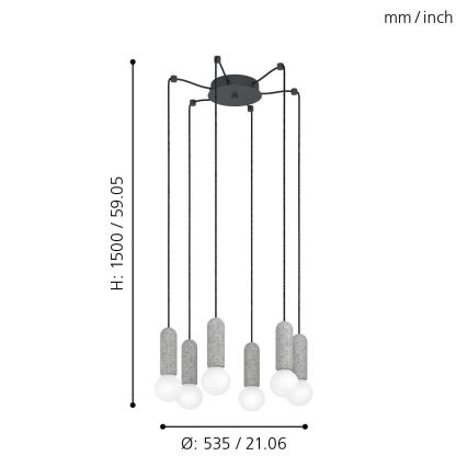 Eglo - Lestenec na vrvici 6xE27/40W/230V spider