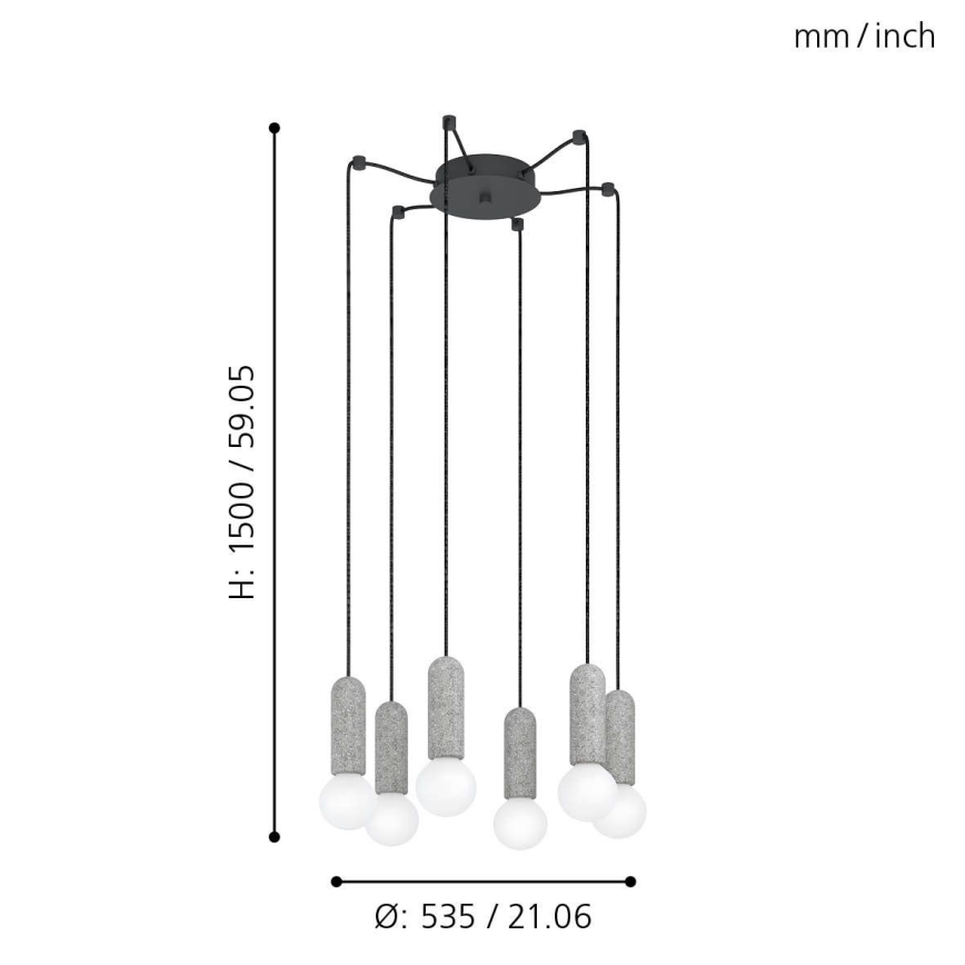 Eglo - Lestenec na vrvici 6xE27/40W/230V spider
