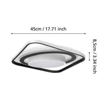 Eglo - LED Zatemnitvena stropna svetilka LED/21,5W/230V + LED/10,5W + LED/3W 3000-6500K črna + Daljinski upravljalnik