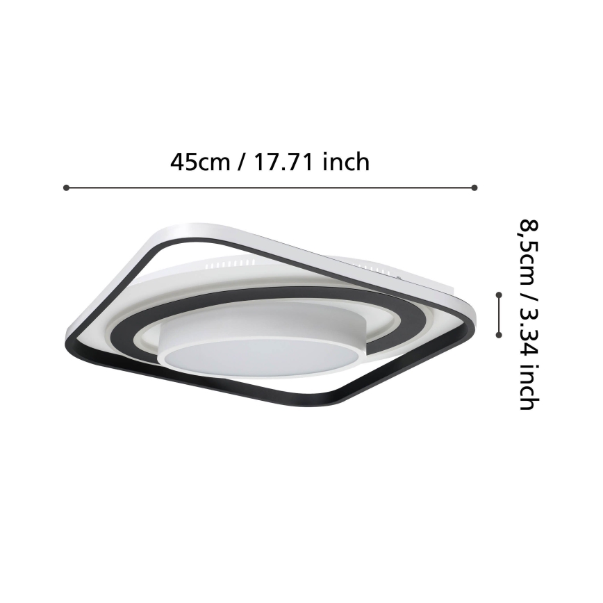 Eglo - LED Zatemnitvena stropna svetilka LED/21,5W/230V + LED/10,5W + LED/3W 3000-6500K črna + Daljinski upravljalnik