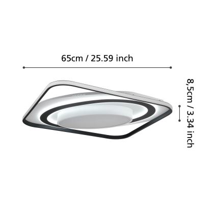 Eglo - LED Zatemnitvena stropna svetilka LED/28W/230V+LED/13W+ LED/2,8W 3000-6500K črna + Daljinski upravljalnik