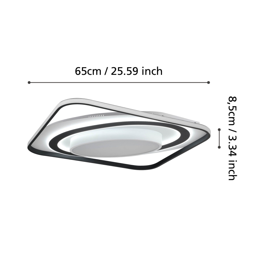 Eglo - LED Zatemnitvena stropna svetilka LED/28W/230V+LED/13W+ LED/2,8W 3000-6500K črna + Daljinski upravljalnik
