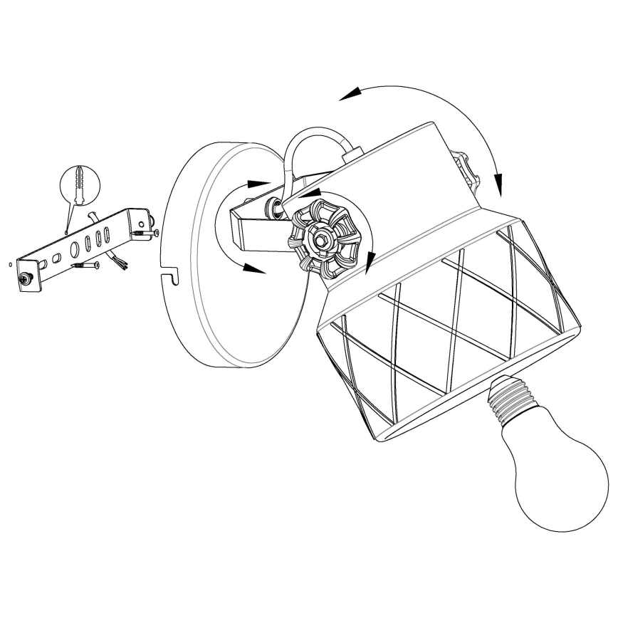 Eglo 39868 - Stensko svetilo HILCOTT 1xE27/40W/230V