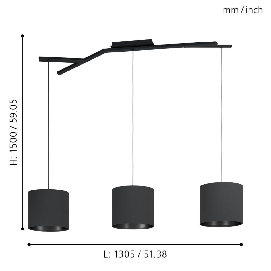 Eglo - Lestenec na vrvici 3xE27/40W/230V