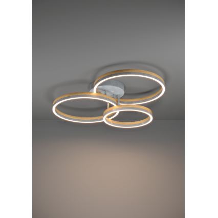 Eglo - LED Zatemnitveni nadgradni lestenec LED/12,5W/230V + 2xLED/15,5W 3000K siva/hrast