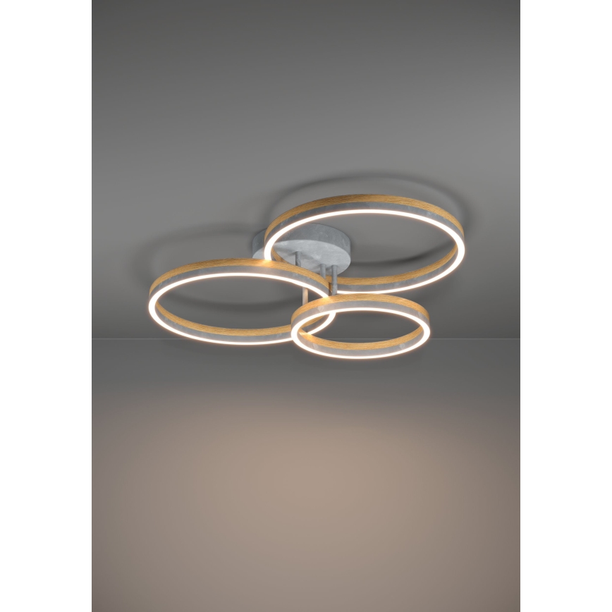 Eglo - LED Zatemnitveni nadgradni lestenec LED/12,5W/230V + 2xLED/15,5W 3000K siva/hrast