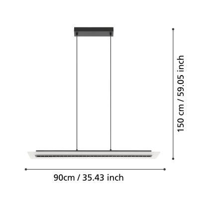 Eglo - LED Zatemnitveni lestenec na vrvici LED/57,5W/230V 3000K črna + Daljinski upravljalnik