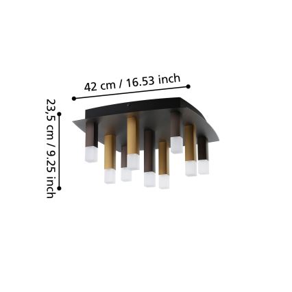 Eglo - LED Zatemnitvena stropna svetilka 9xLED/3,1W/230V 3000K antracit/zlata