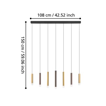 Eglo - LED Zatemnitveni lestenec na vrvici 7xLED/3,1W/230V 3000K antracit/zlata