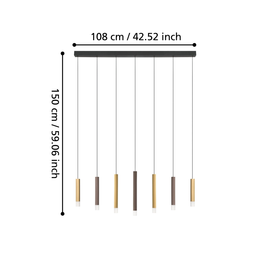 Eglo - LED Zatemnitveni lestenec na vrvici 7xLED/3,1W/230V 3000K antracit/zlata