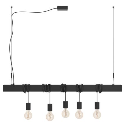 Eglo - Lestenec na vrvici TOWNSHEND 5xE27/40W/230V črna