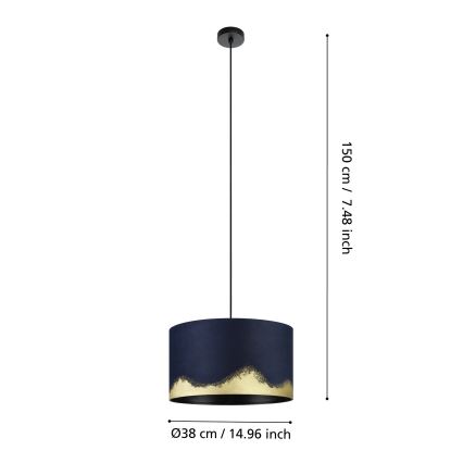 Eglo - Lestenec na vrvici 1xE27/40W/230V pr. 38 cm modra/zlata