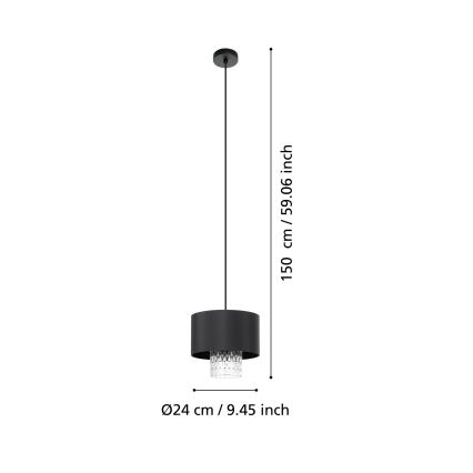Eglo - Lestenec na vrvici 1xE27/40W/230V črna