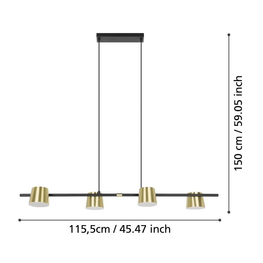 Eglo - LED Lestenec na vrvici 4xGU10/4,6W/230V 3000K zlata
