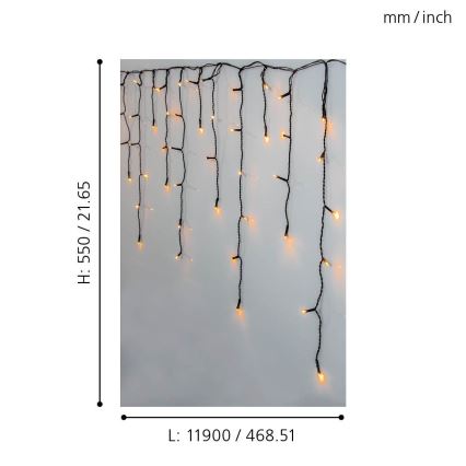 Eglo 410824 - LED Zunanja božična veriga 480xLED/17x0,55m IP44 topla bela