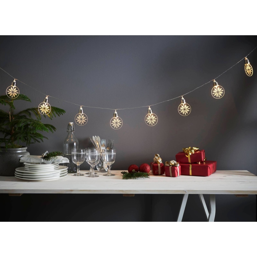Eglo 411112 - LED Božična veriga ORNAMENT 10xLED/3xAA 1,8m topla bela