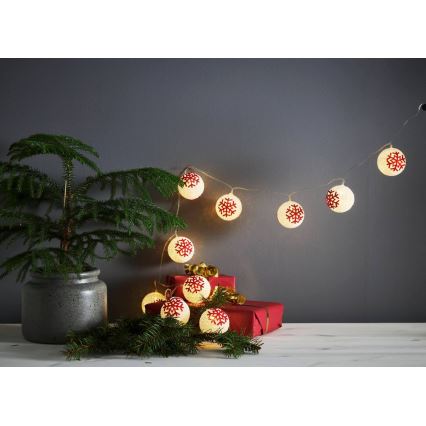 Eglo 411113 - LED Božična veriga ORNAMENT 10xLED/3xAA 1,35m topla bela