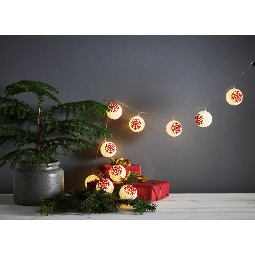 Eglo 411113 - LED Božična veriga ORNAMENT 10xLED/3xAA 1,35m topla bela
