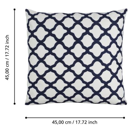 Eglo - Okrasni vzglavnik 45x45 cm bela/modra