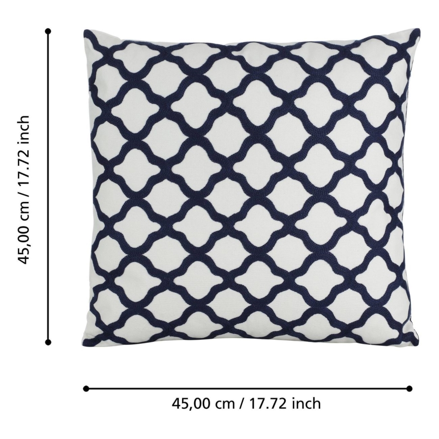 Eglo - Okrasni vzglavnik 45x45 cm bela/modra