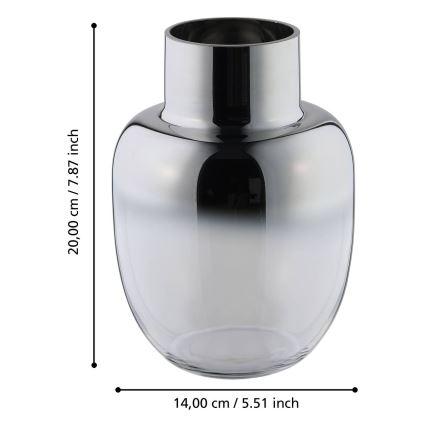 Eglo - Steklena vaza 20x14 cm srebrna