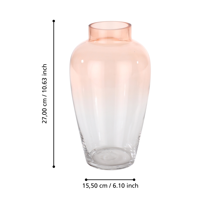 Eglo 421357 - Steklena vaza KENYASI 27x15,5 cm rožnata