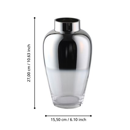 Eglo 421359 - Steklena vaza KENYASI 27x15,5 cm sijajni krom