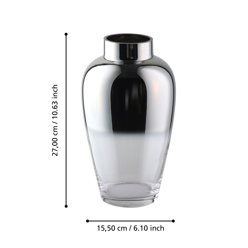 Eglo 421359 - Steklena vaza KENYASI 27x15,5 cm sijajni krom