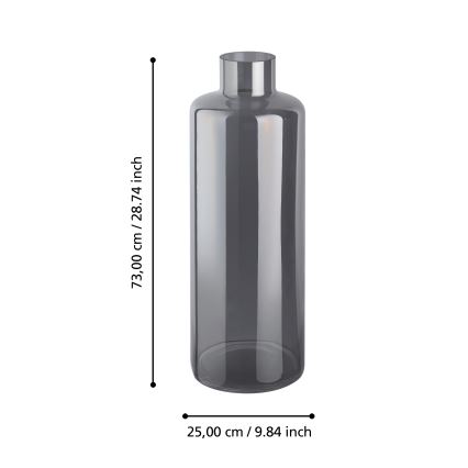Eglo 421381 - Steklena vaza NABAS 73x25 cm črna/dimljena