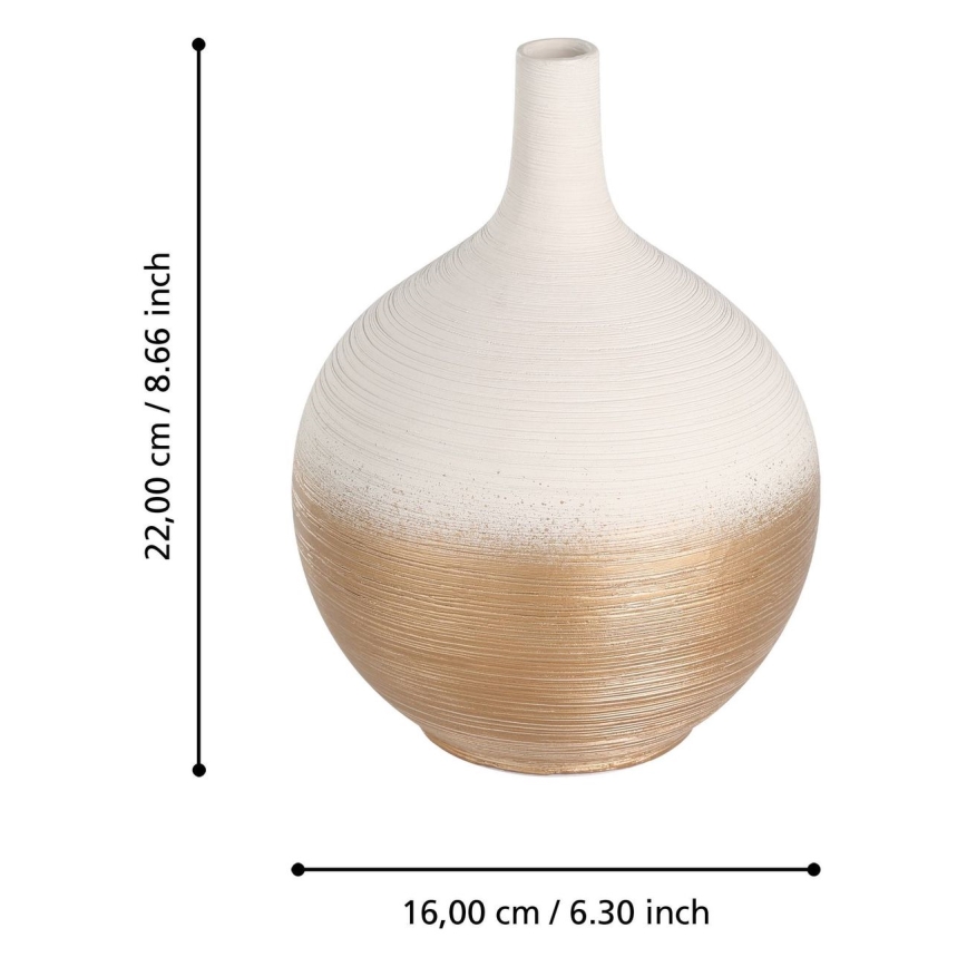 Eglo - Keramična vaza 22x16 cm bela/zlata