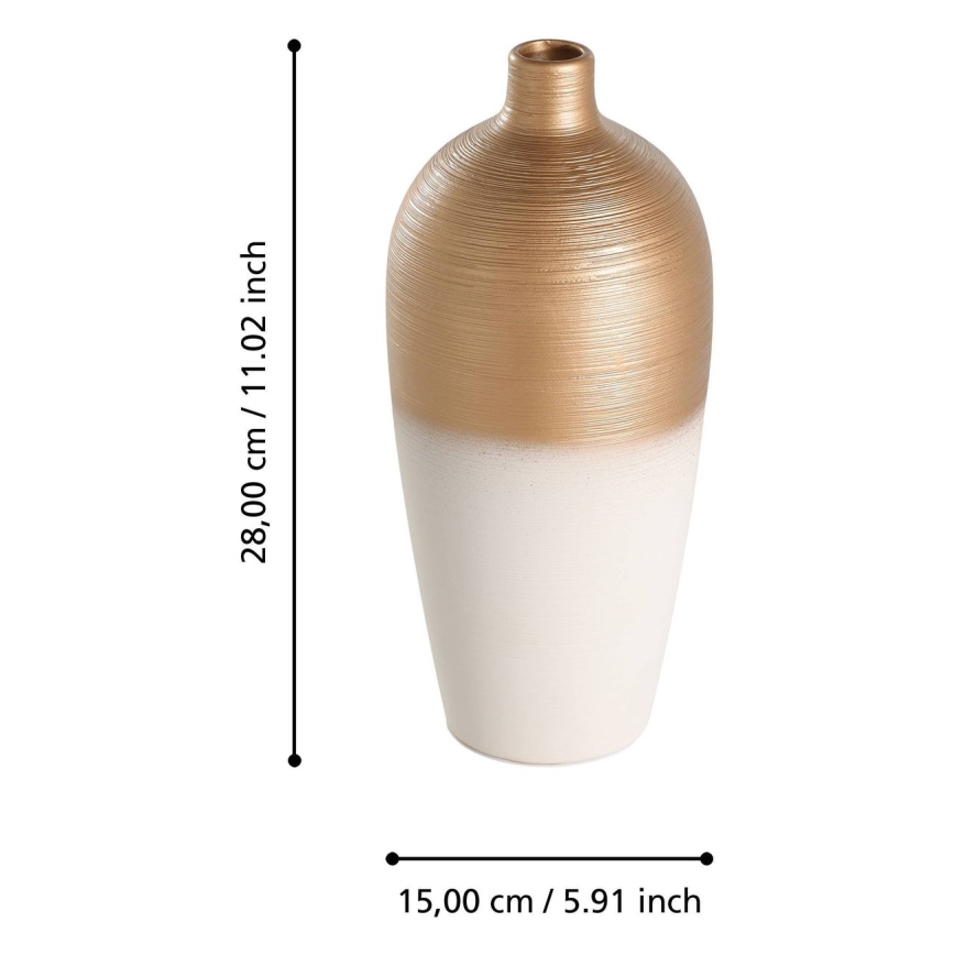 Eglo - Keramična vaza 28x15 cm bela/zlata