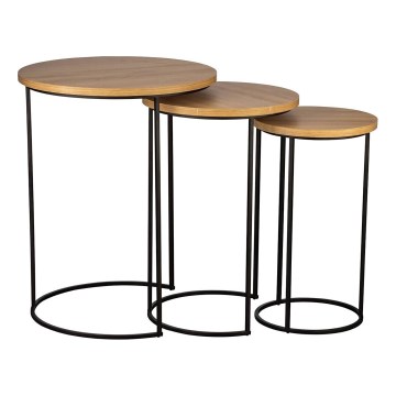 Eglo 424053 - KOMPLET 3 stranskih mizic TOWADA, rjava/črna