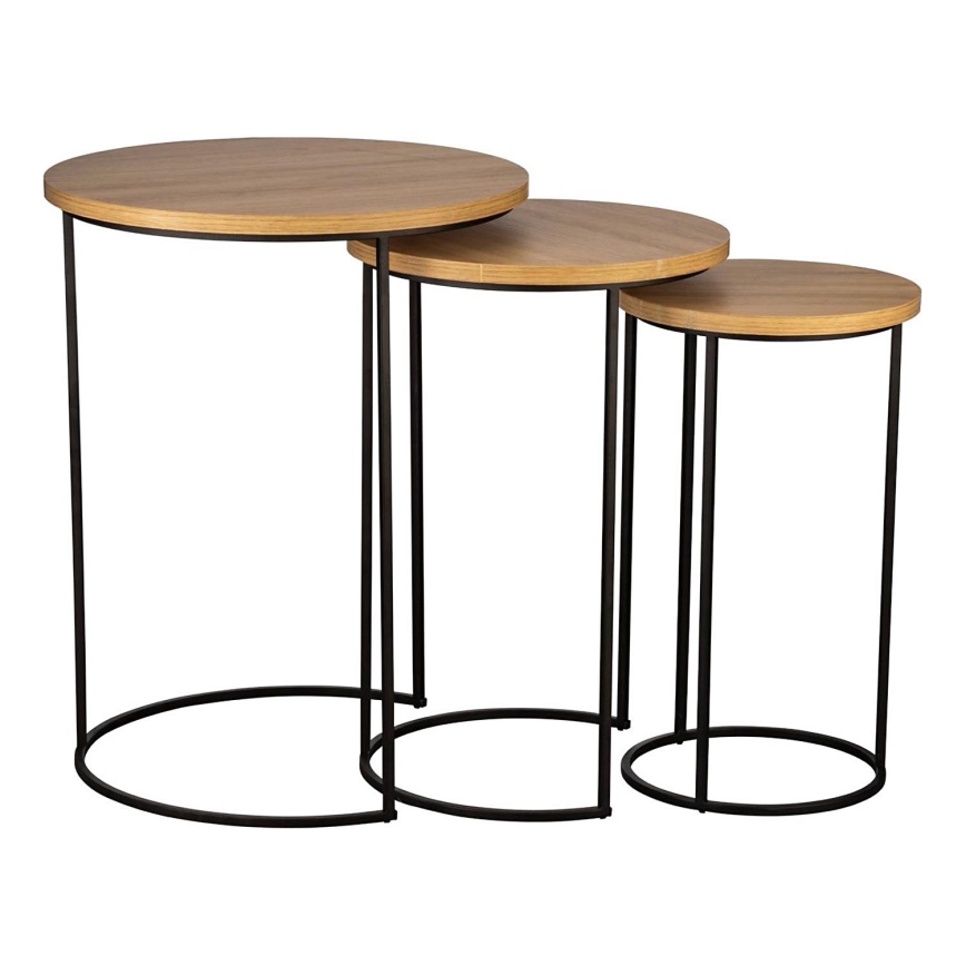 Eglo 424053 - KOMPLET 3 stranskih mizic TOWADA, rjava/črna