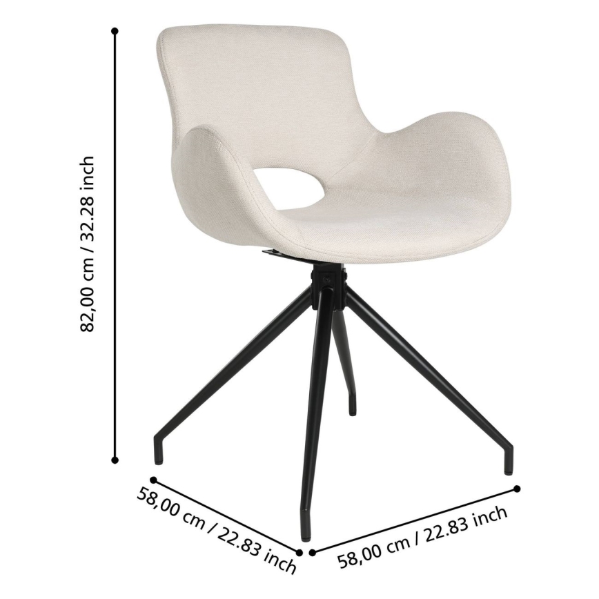 Eglo - Jedilni stol 82x58 cm krem barva/črna