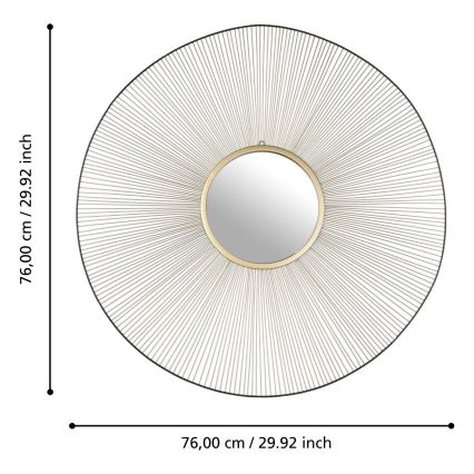 Eglo - Stensko ogledalo pr. 76 cm zlata/črna