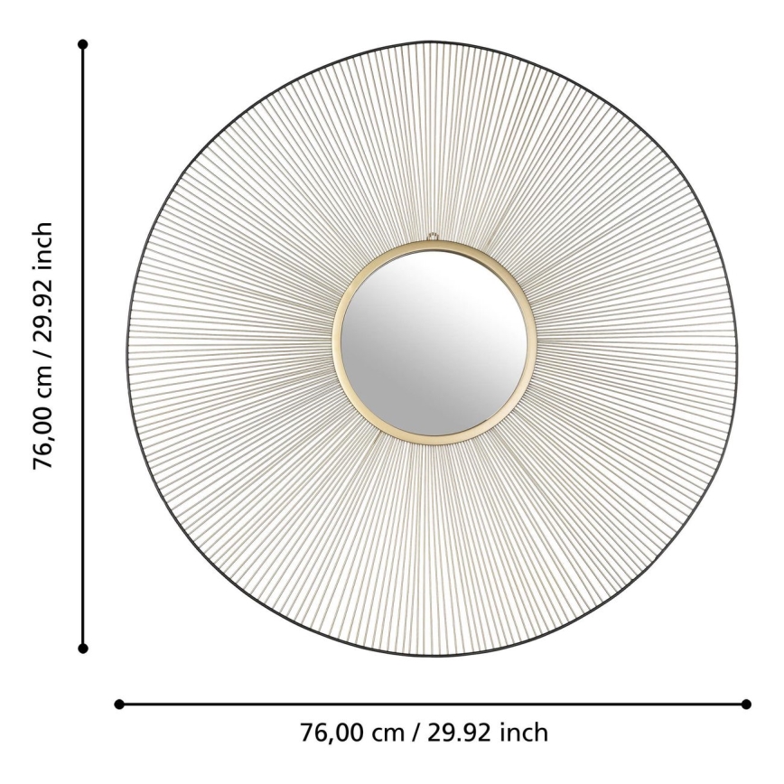 Eglo - Stensko ogledalo pr. 76 cm zlata/črna