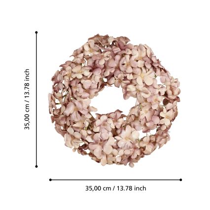 Eglo - Venec iz umetnih rož pr. 35 cm roza