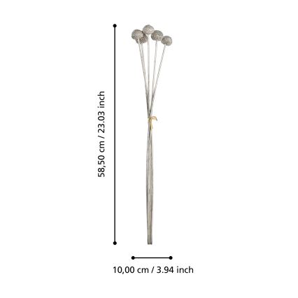 Eglo - Umetna roža 58,5 cm srebrna