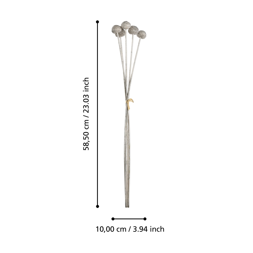 Eglo - Umetna roža 58,5 cm srebrna