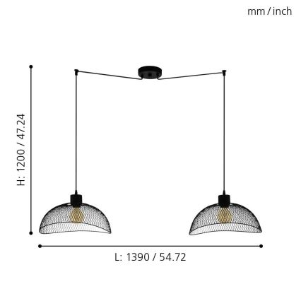 Eglo - Lestenec na vrvici 2xE27/60W/230V spider