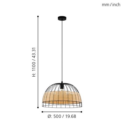 Eglo - Lestenec na vrvici 1xE27/40W/230V