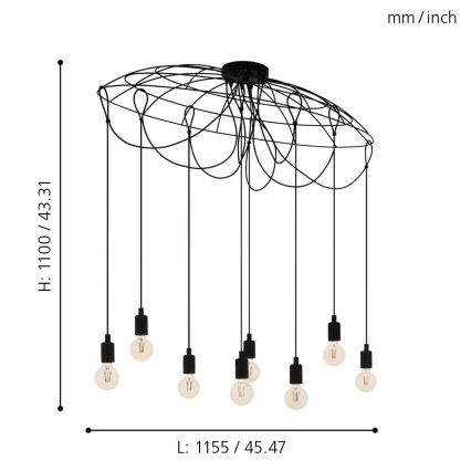 Eglo - Lestenec na vrvici 8xE27/40W/230V