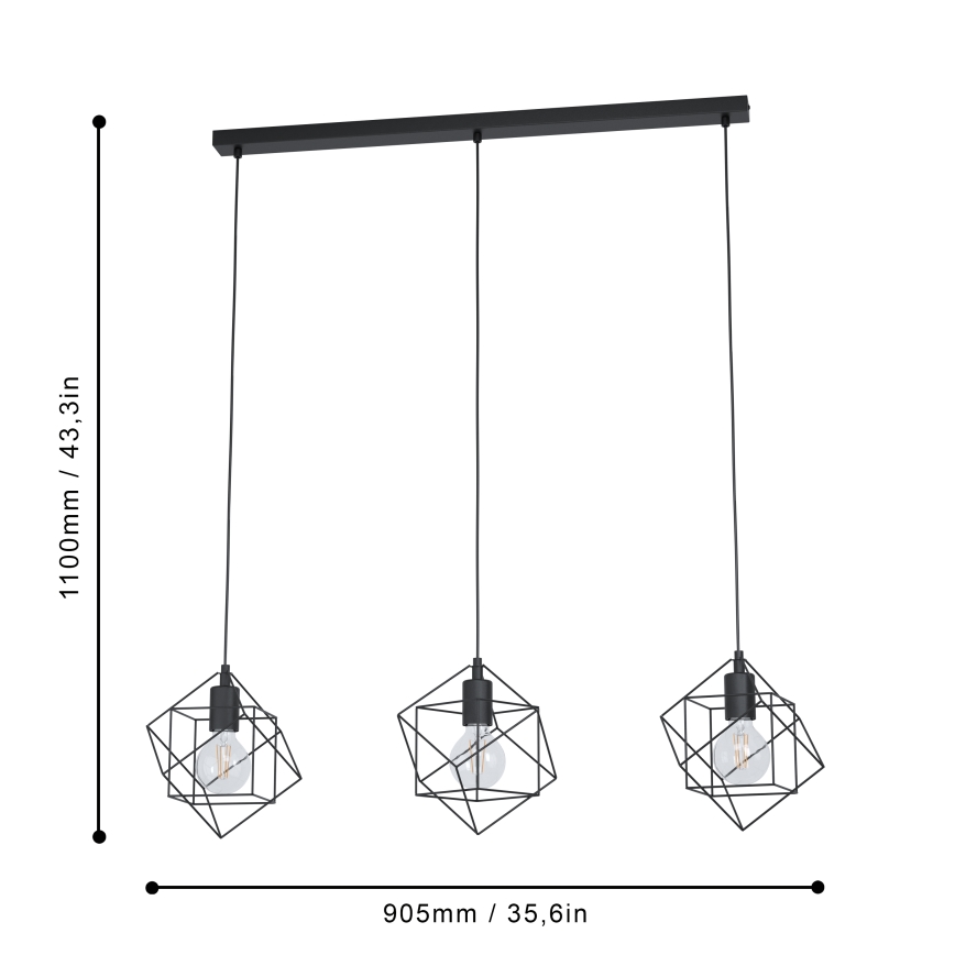 Eglo - Lestenec na vrvici 3xE27/60W/230V